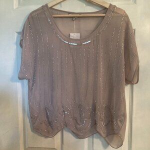 RW&Co. Sheer Beaded Top - NWOT